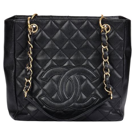 Chanel Black Quilted Caviar Timeless Classic Petit Shopping .